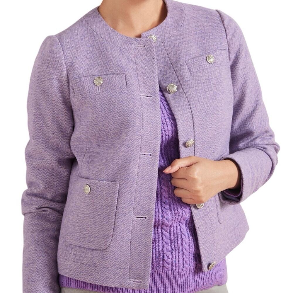 Talbots Woman Bicolor Shetland Herringbone Jacket, 18W